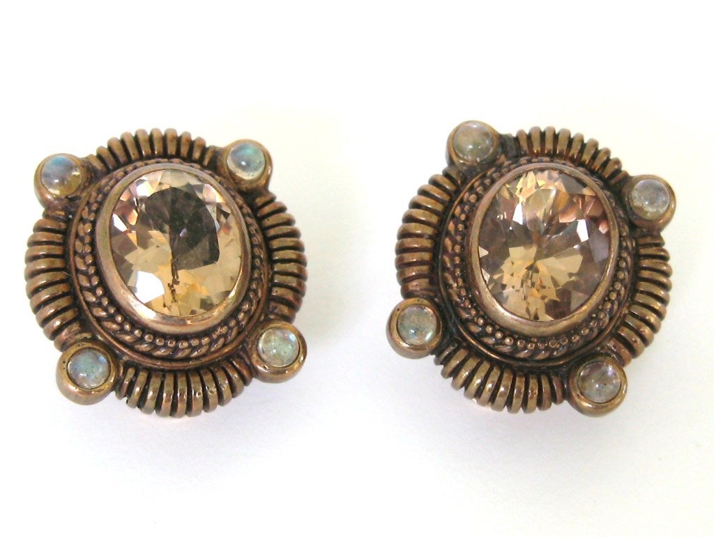 1990s Stephen Dweck Bronze Wash Sterling Silver Earrings In New Condition In Wallkill, NY