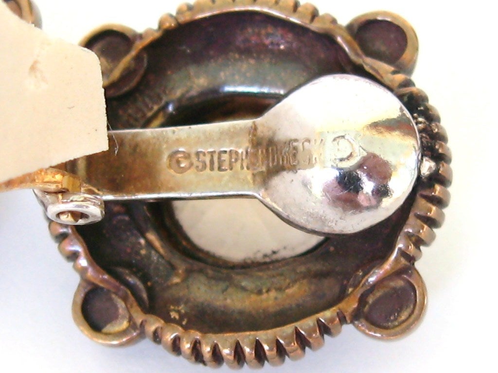 1990s Stephen Dweck Bronze Wash Sterling Silver Earrings 1