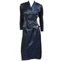 VIntage 1940s Deep Blue Halter Dress & Peplum Jacket Shurg