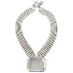 1980's Daniel Swarovski Crystal Couture Silver Snake Chain Necklace 9