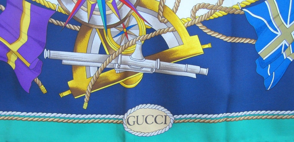 Women's Gucci Tall ship Nautical Silk Scarf