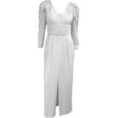 Vintage 1980's Lilli Rubin Avant Garde White Jersey Gown 7