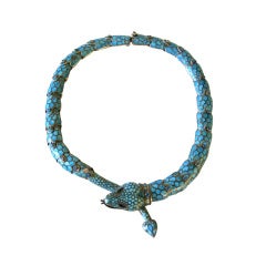 Margot De Taxco Enamel Sterling Silver Snake Necklace