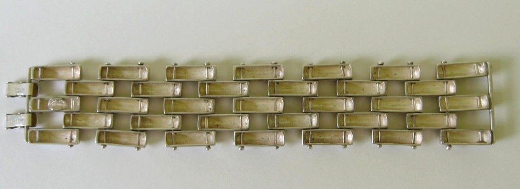 1980s Sterling Silver RLM Robert Lee Morris Chain link Bracelet In New Condition In Wallkill, NY