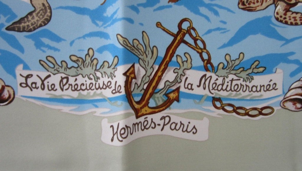 Women's 1980's Hermes La Vie Precieuse De La Mediterranee Silk Scarf