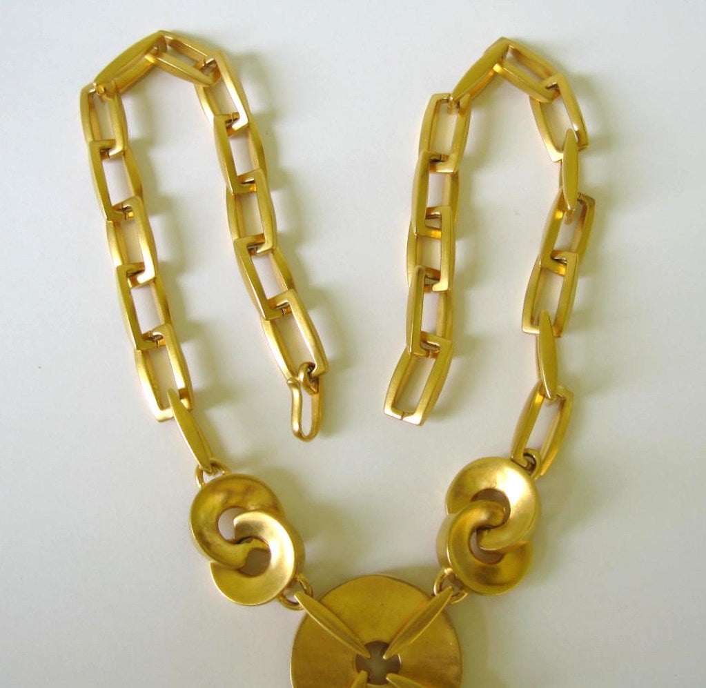 1980s Robert Lee Morris Chain link Disc Necklace 2