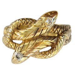 Gold Double headed Snake ring