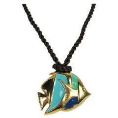 Escada 1980s Enamel Angel Fish on a Rope Necklace Never worn 7