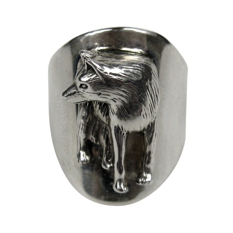 Carol Felley Sterling Silver WOLF Ring