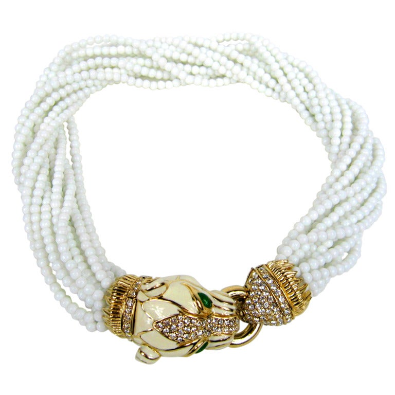 1970s CINER Gilt 14 Strand 'Leopard' Necklace