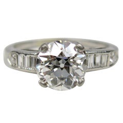 1.60 Carat Platinum European Cut Diamond Ring 2
