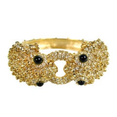 Vintage Pave Encrusted Frog Bracelet Ciner 80s