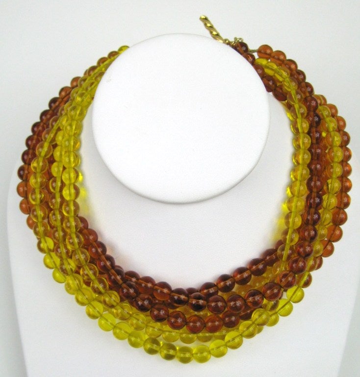 Dominique Aurientis Amber / Yellow Glass Choker In New Condition In Wallkill, NY