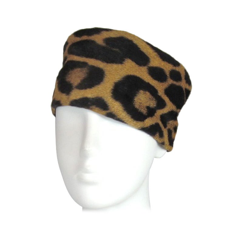 1960s Leopard print Pillbox Hat at 1stDibs