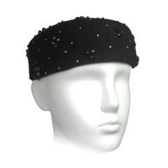 Adolfo Pillbox Wool Hat 1960s 6