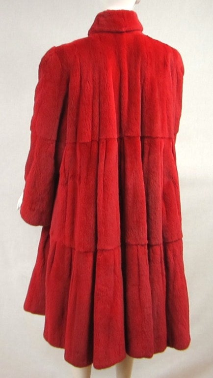 Women's Red Sheared Mink Swing Coat