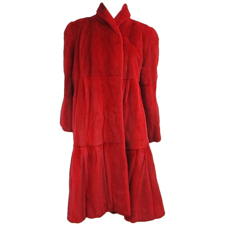 Red Sheared Mink Swing Coat