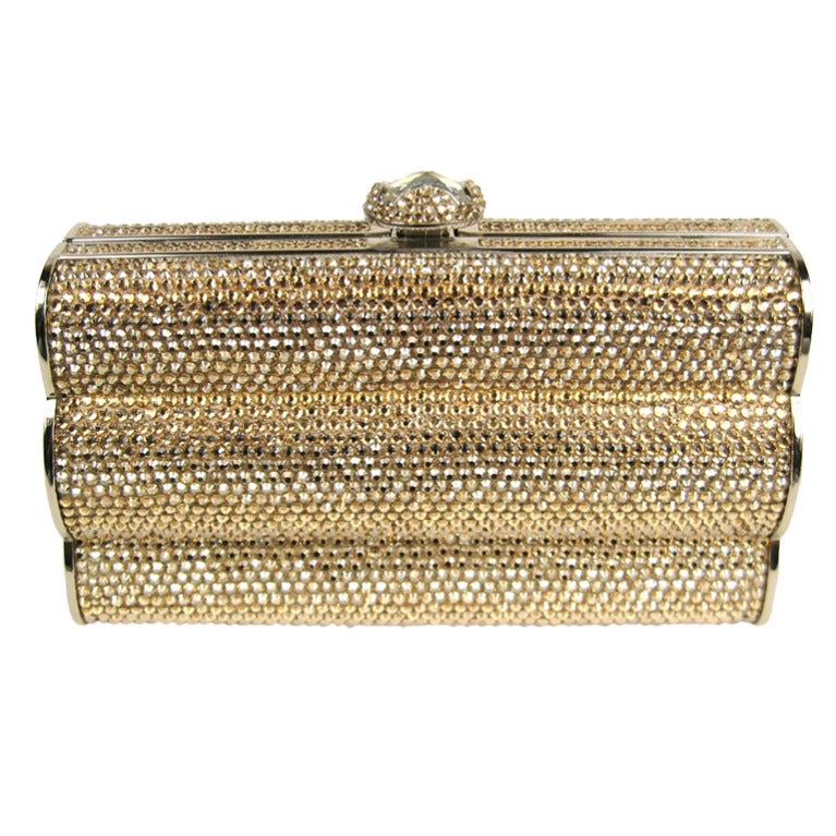 Judith Leiber Gold Crystal Minaudiere Clutch at 1stdibs