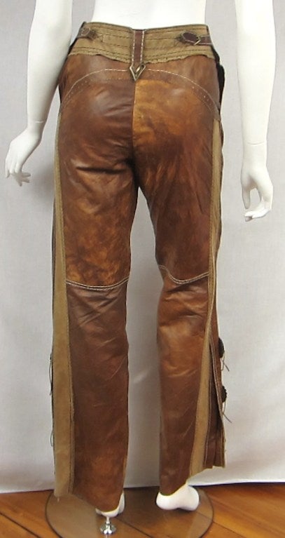 distressed leather jeans