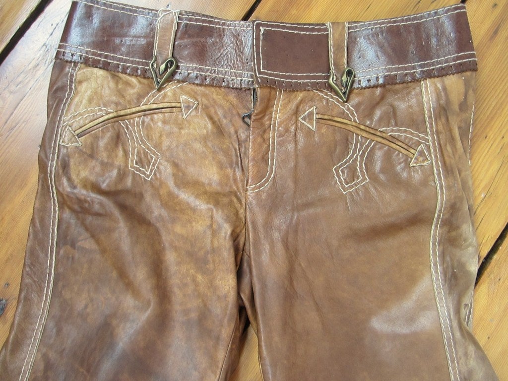 Roberto Cavalli Lederhose im Used-Look 1