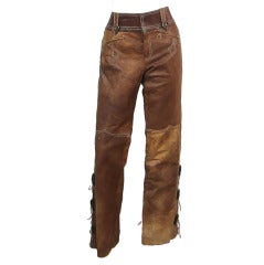 Distressed Roberto Cavalli Leather pants