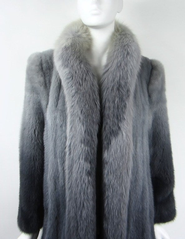 Ombre Mink and Fox Trimmed Coat at 1stDibs