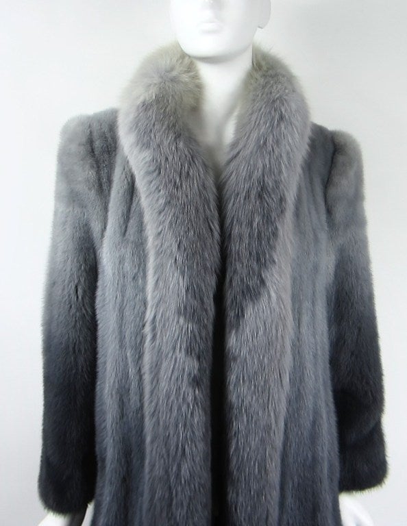 Ombre Mink &  Fox Trimmed  Coat