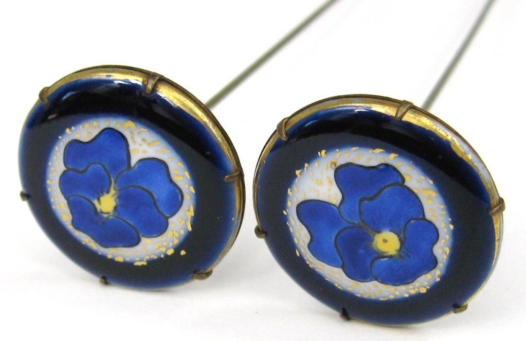Women's Victorian Enameled Pansy Hat pins