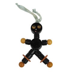 1930's Black and Butterscotch Bakelite Catalin Pendant Crib Toy 5