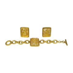 Bob House Gold Speckle Glass Bracelet & Earrings set 2