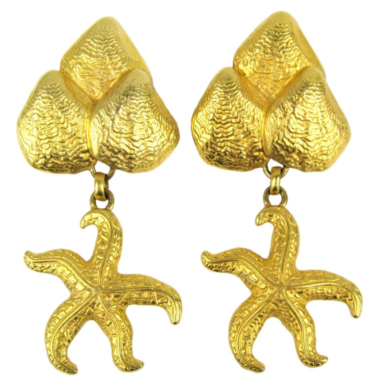 Ben Amun Gold Tone Starfish Dangle Earrings