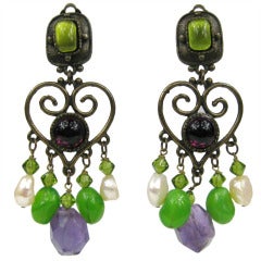 Massive Philippe Ferrandis Amethyst & Pearl Chandelier earrings 5
