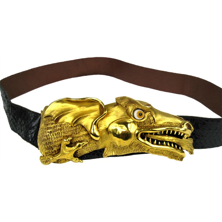 1980 Christopher Ross Dragon Belt and Buckle at 1stDibs