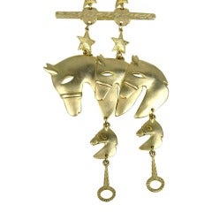 Large Vintage Horse Charm Shoulder Pin Brooch 1980s 12