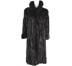 Stunning Full Length Ranch Brown Black Mink Fur Coat
