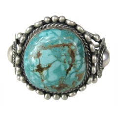 Navajo Native American Sterling silver Turquoise bracelet Pawn Cuff 4