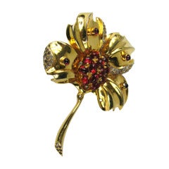 1940's Vintage Hattie Carnegie Gold Coat Clip Brooch 4