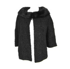 1960s Vintage SCHIAPARELLI Black Persian Lamb Shrug-Jacket Mink 4