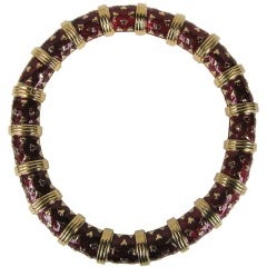 1980's Judith Leiber Gold Tone & Red Enamel Necklace Never worn 10