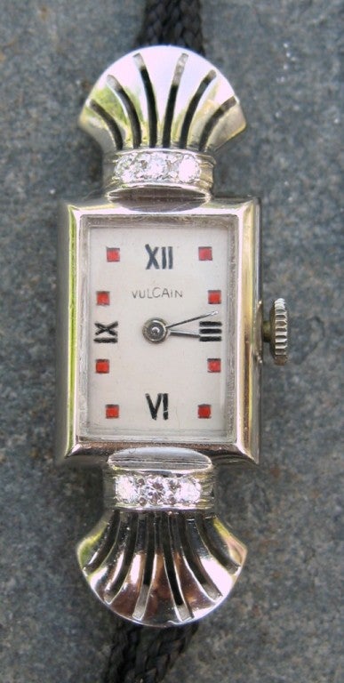 Women's Vulcain Lady's Platinum and Diamond Art Deco Wristwatch Watch