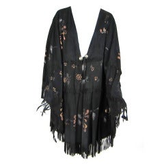 Vintage Char Santa Fe Hand Painted Suede Cape