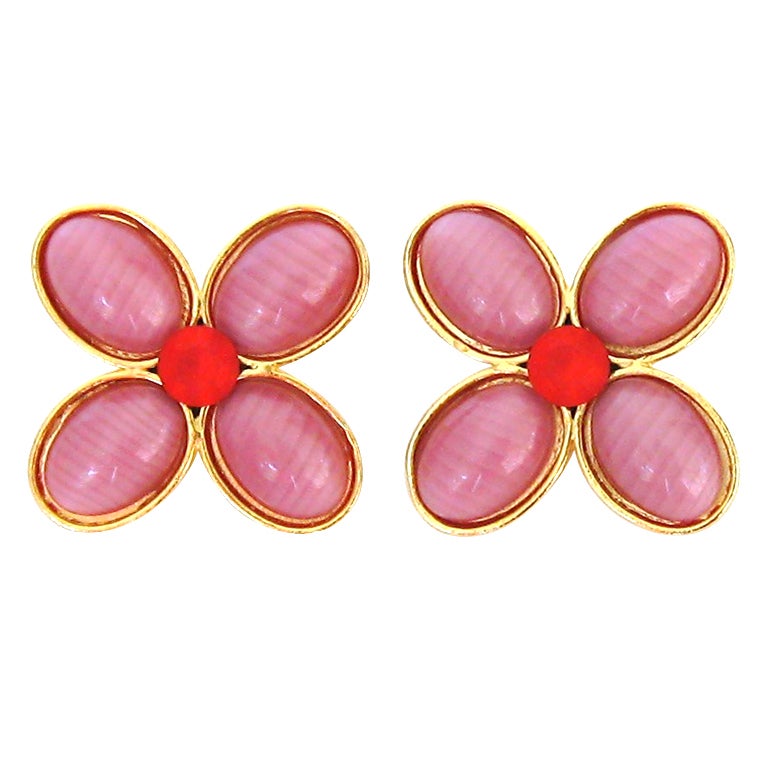 Philippe Ferrandis Poured Glass Floral Earrings