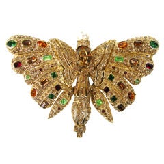 Vintage Ciner Crystal Butterfly Brooch New Old Stock