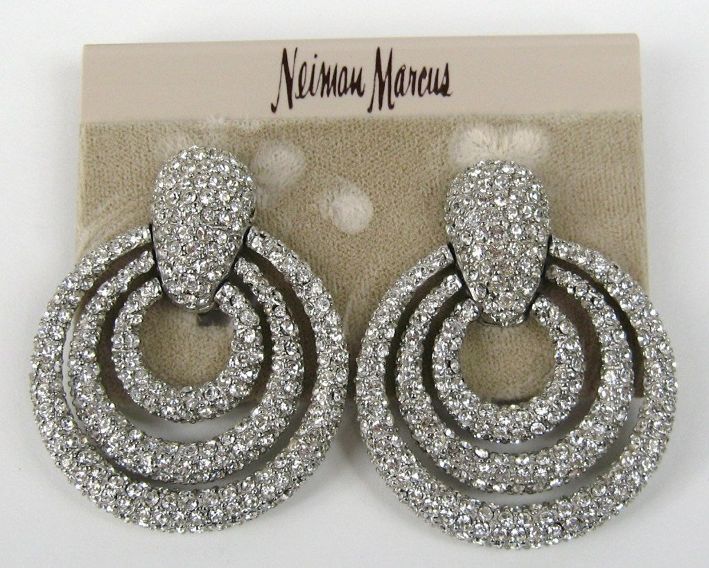 Ciner Crystal Encrusted EarringsNew Old Stock For Sale at 1stdibs