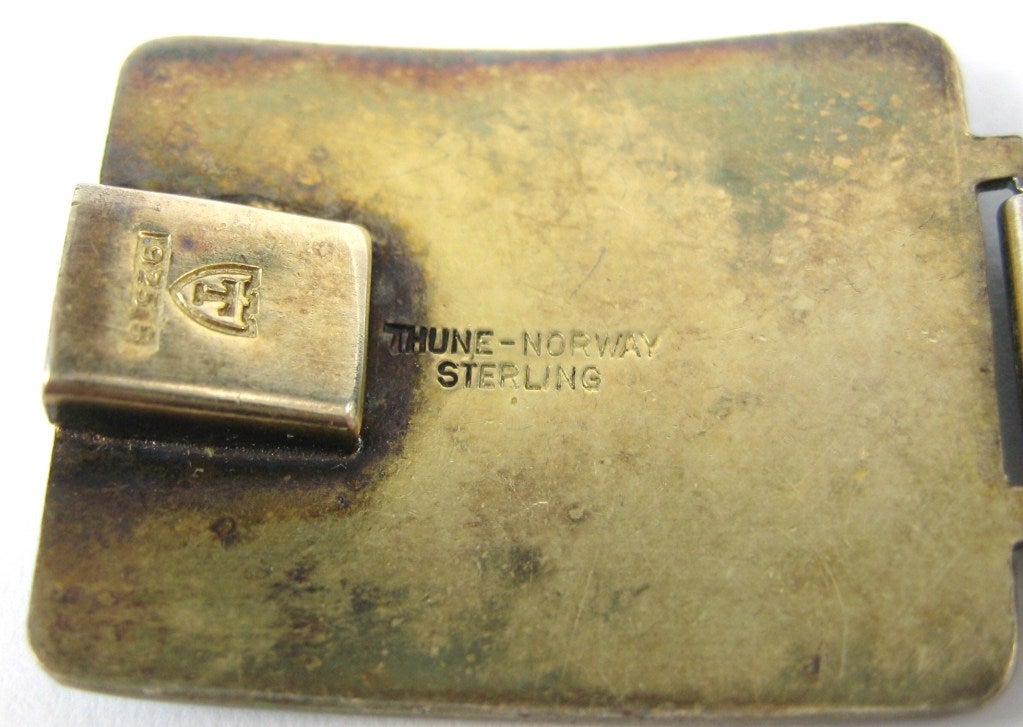 Vintage N. M. Thune  Sterling  Blue Guilloche Enamel Link Bracelet 1