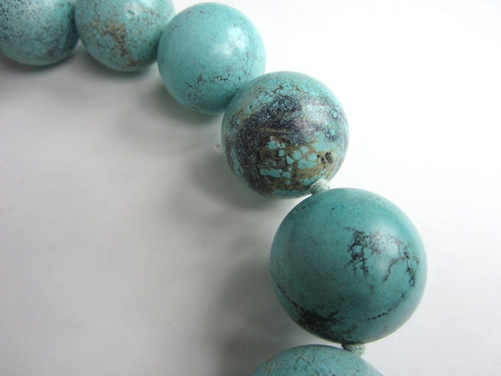 Women's Massive Sterling Silver Turquoise Ball Necklace