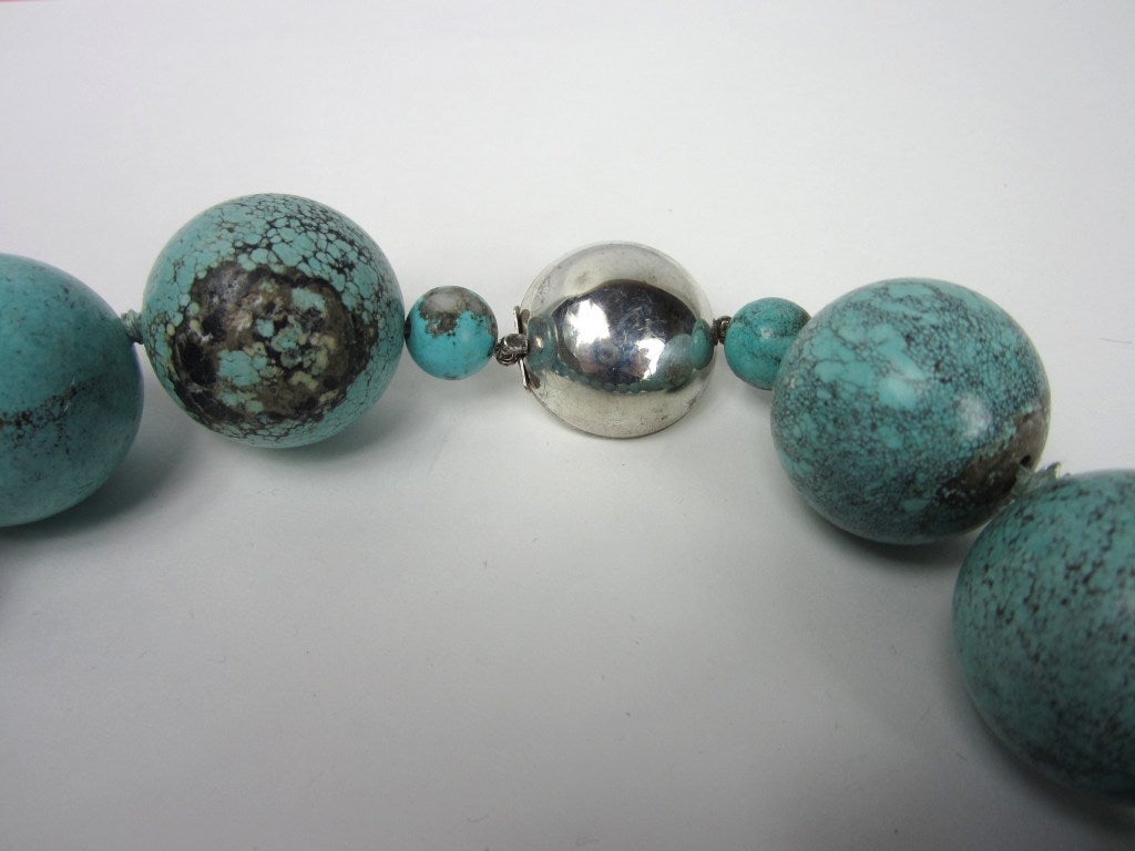 Massive Sterling Silver Turquoise Ball Necklace 2