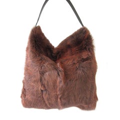 DOLCE & GABBANA Brown Fur Tote Bag Handbag HOBO Purse 10