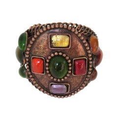Philippe Ferrandis Bronze Gripoix Glass Cuff Bracelet New Old stock 3