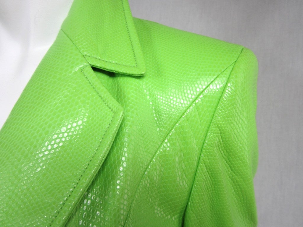 lime green leather blazer